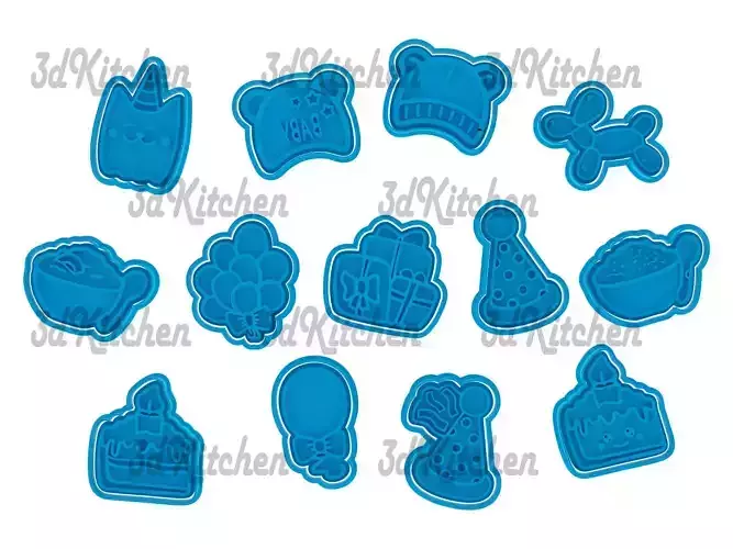 Birthday cookie cutters -fondant STL files 3D print model