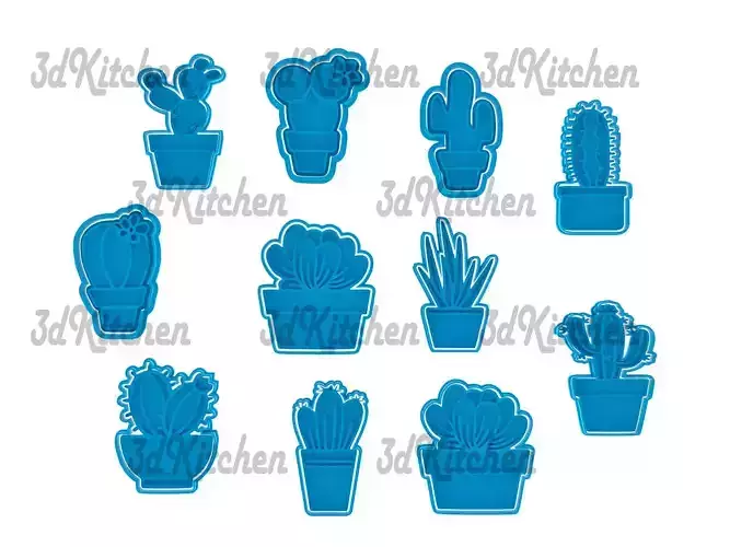 Cactus cookie cutters -fondant STL files 3D print model