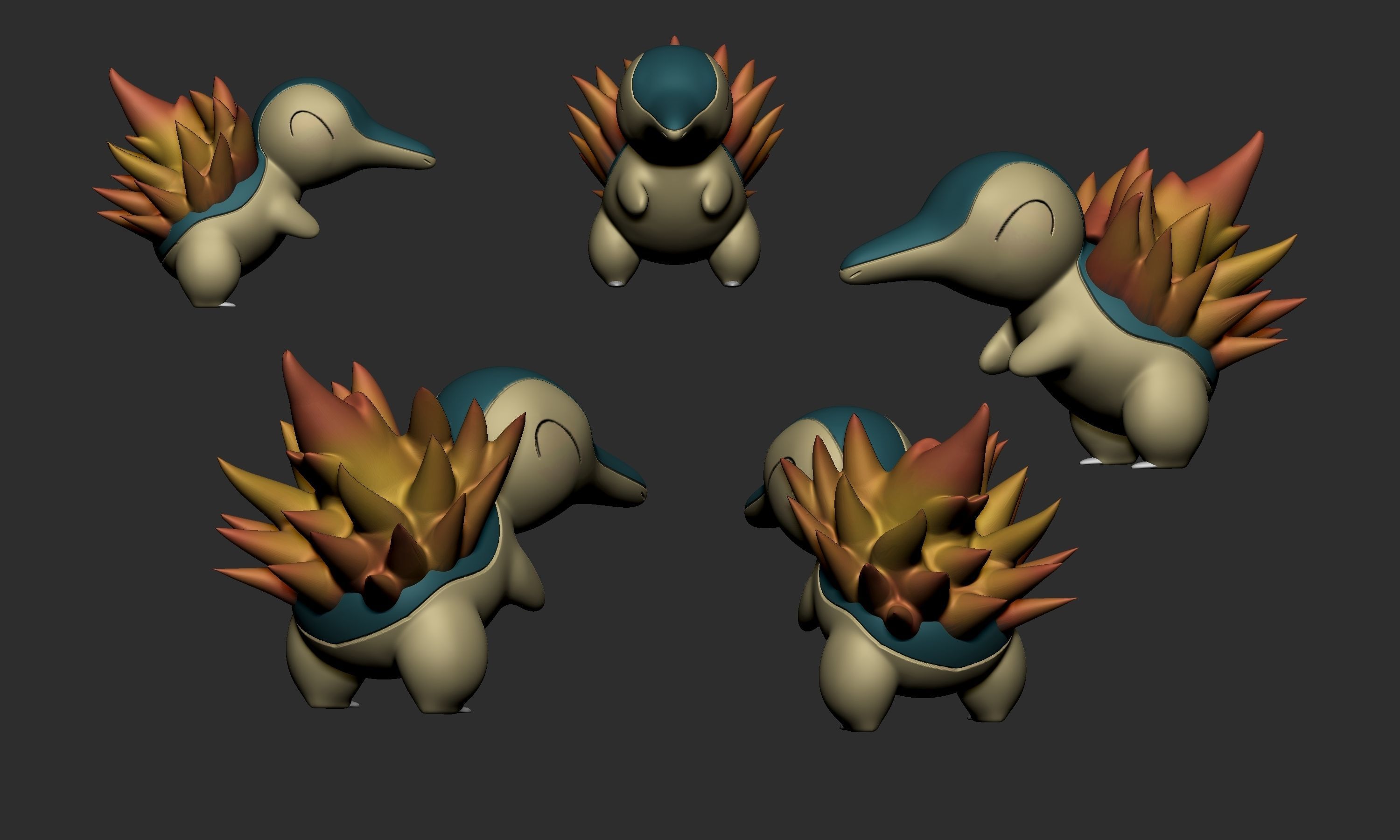 Pokemon - Cyndaquil Quilava and Typhlosion 3D print model_1
