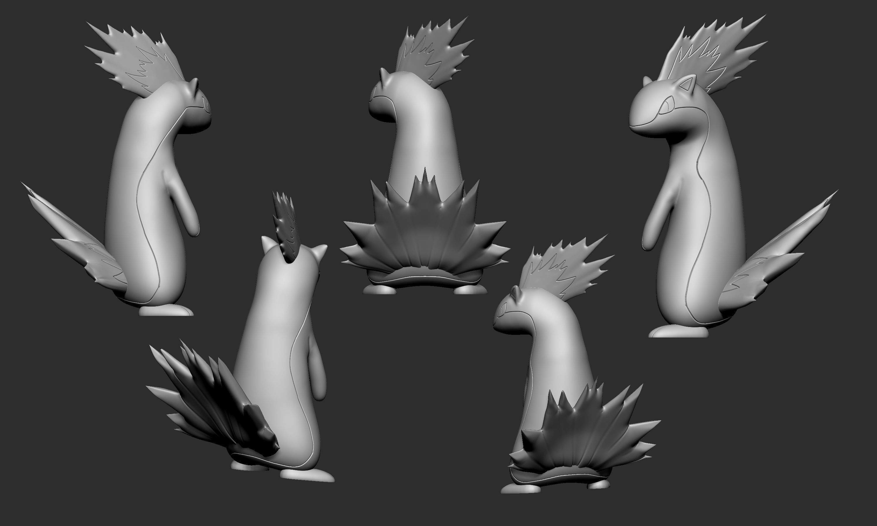 Pokemon - Cyndaquil Quilava and Typhlosion 3D print model_9