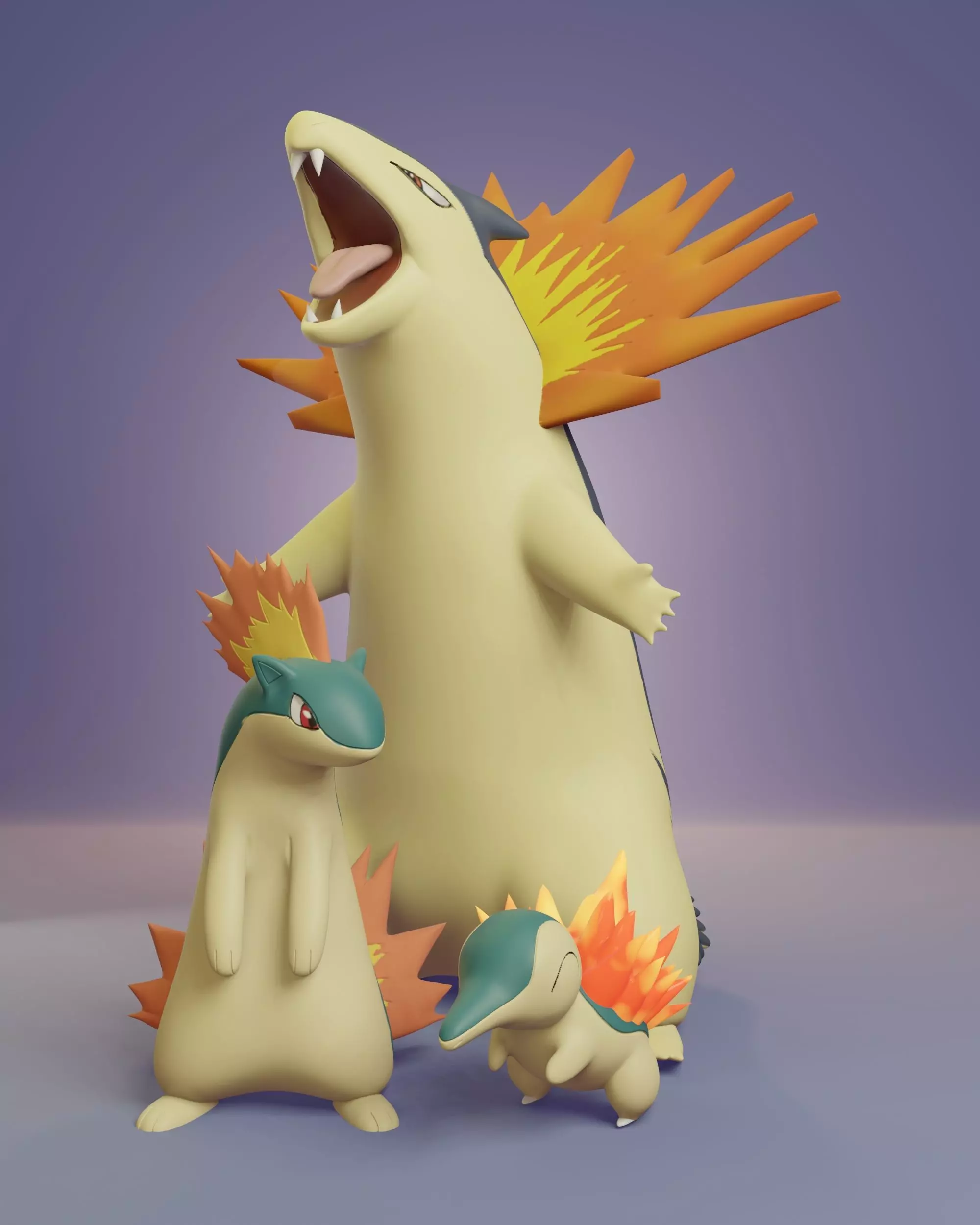Pokemon - Cyndaquil Quilava and Typhlosion 3D print model_0