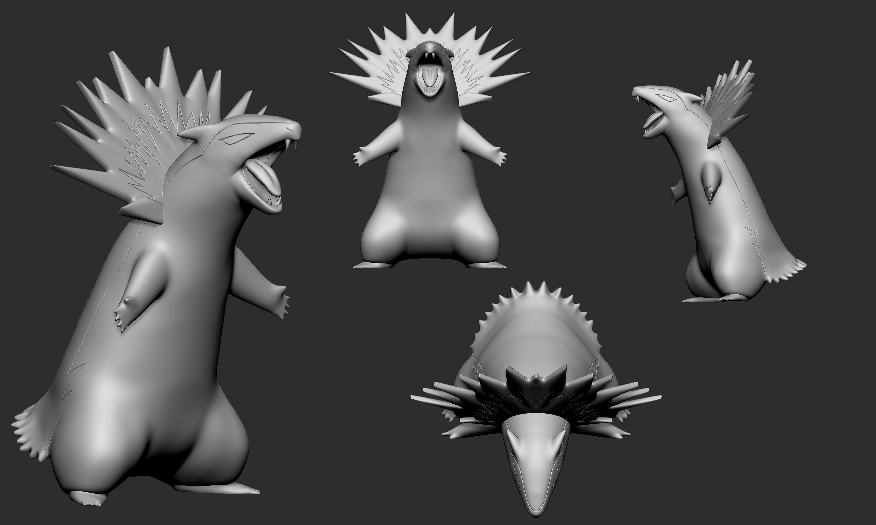 Pokemon - Cyndaquil Quilava and Typhlosion 3D print model_14