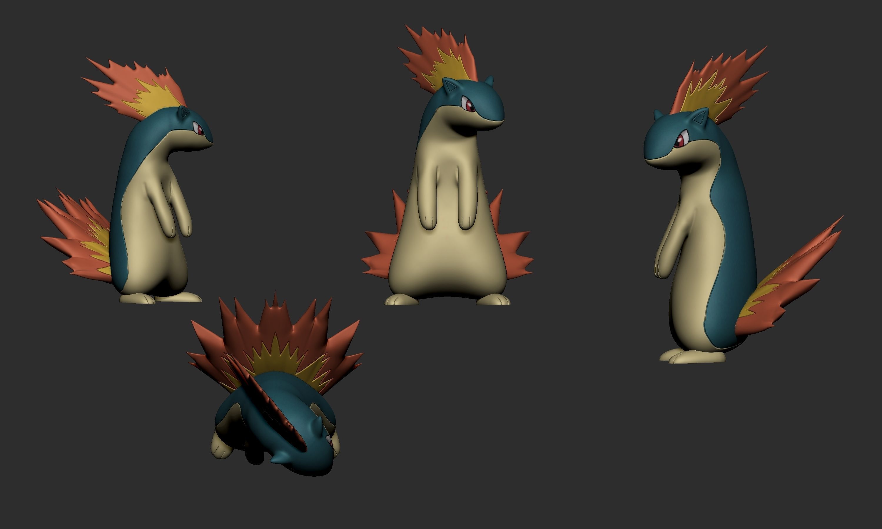 Pokemon - Cyndaquil Quilava and Typhlosion 3D print model_5