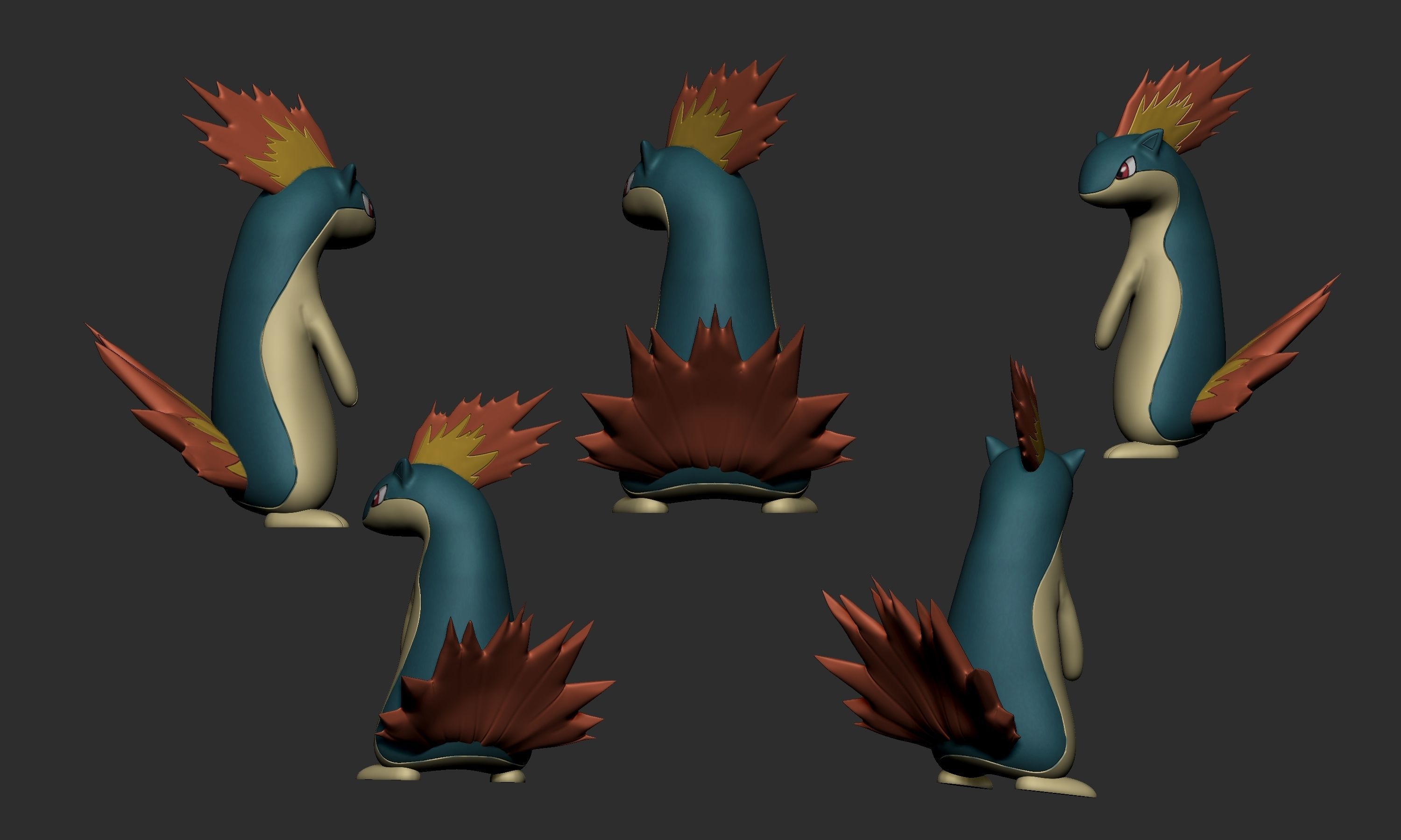 Pokemon - Cyndaquil Quilava and Typhlosion 3D print model_6