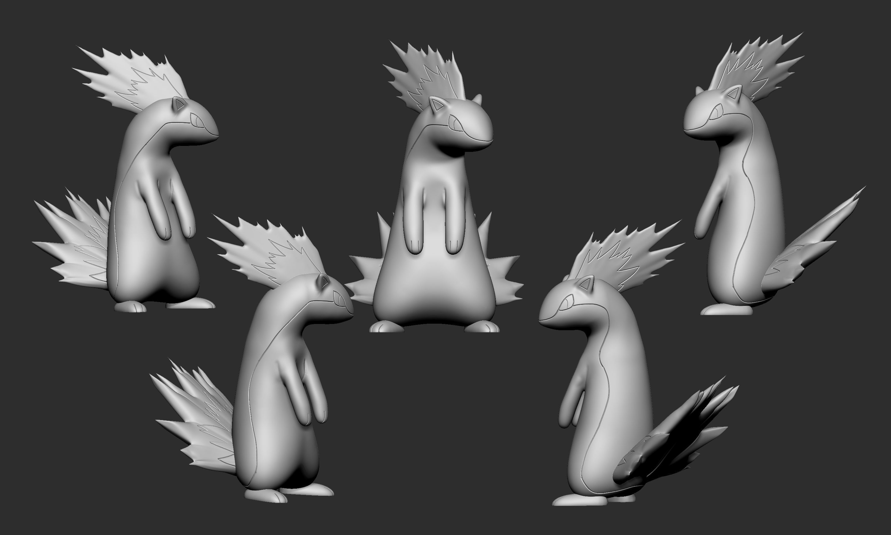 Pokemon - Cyndaquil Quilava and Typhlosion 3D print model_8