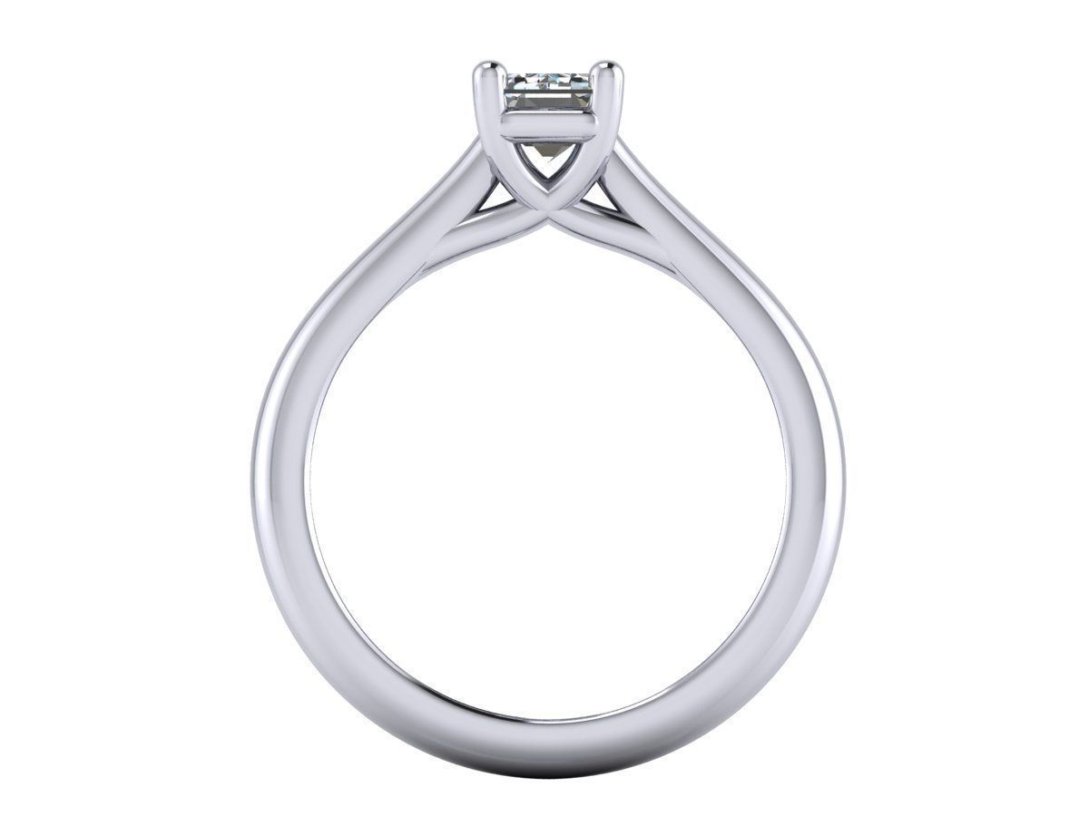 Emerald Cut Solitaire Engagement Rings With Matching Band 3D print model_6