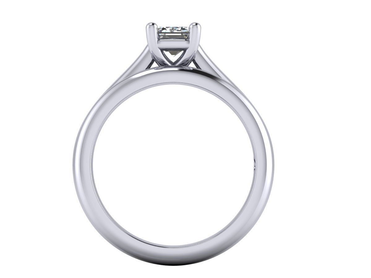 Emerald Cut Solitaire Engagement Rings With Matching Band 3D print model_9