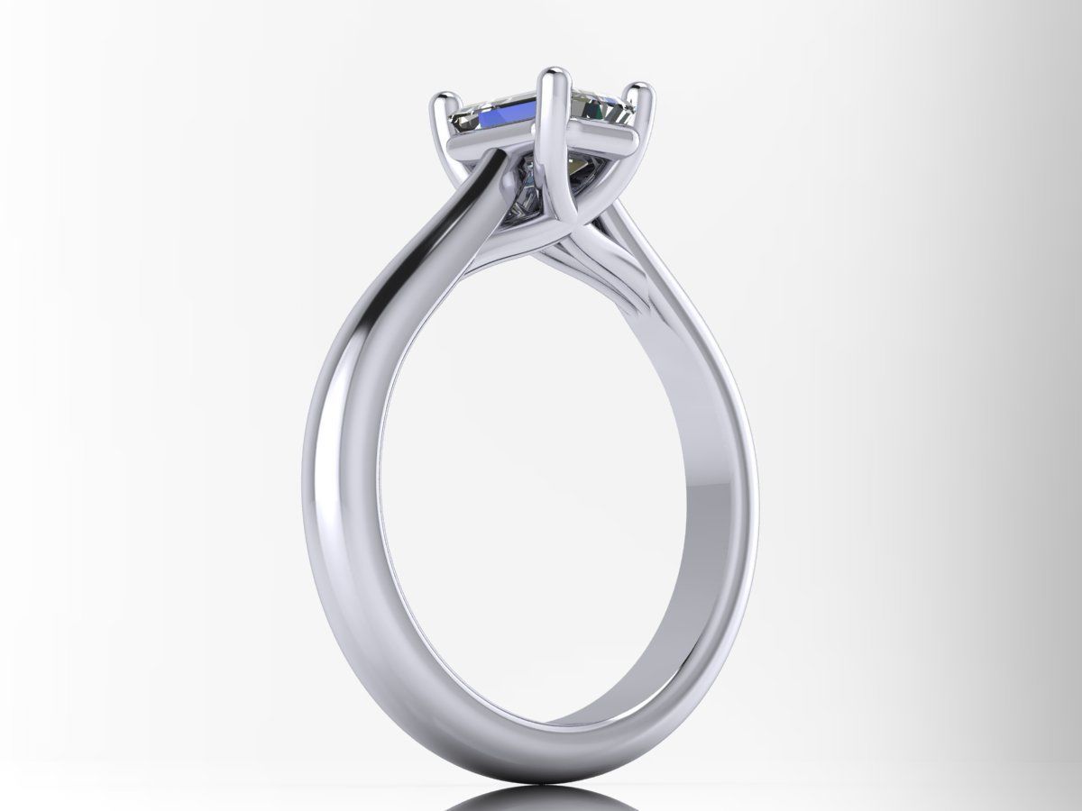 Emerald Cut Solitaire Engagement Rings With Matching Band 3D print model_3