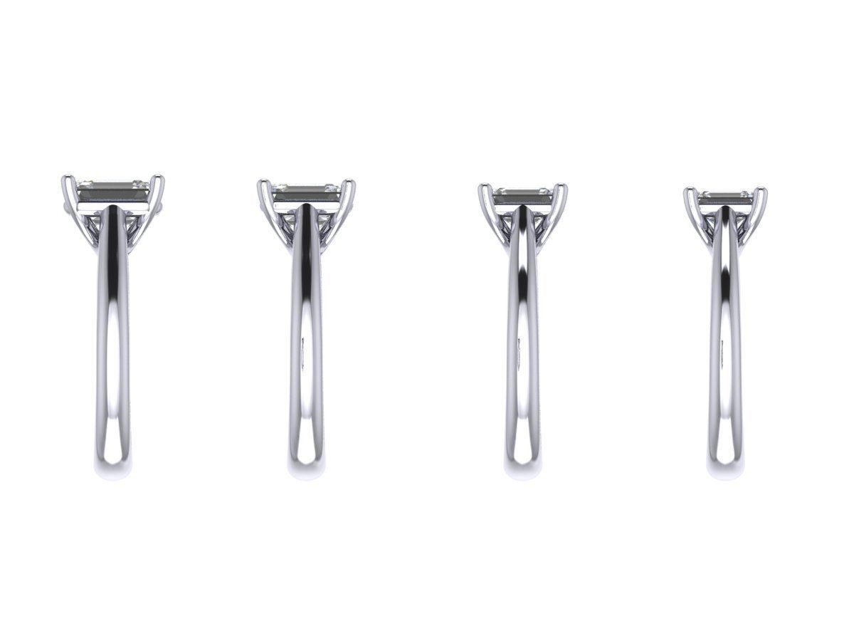 Emerald Cut Solitaire Engagement Rings With Matching Band 3D print model_11