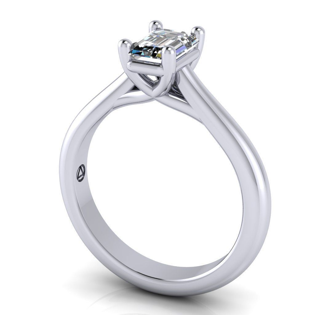 Emerald Cut Solitaire Engagement Rings With Matching Band 3D print model_1
