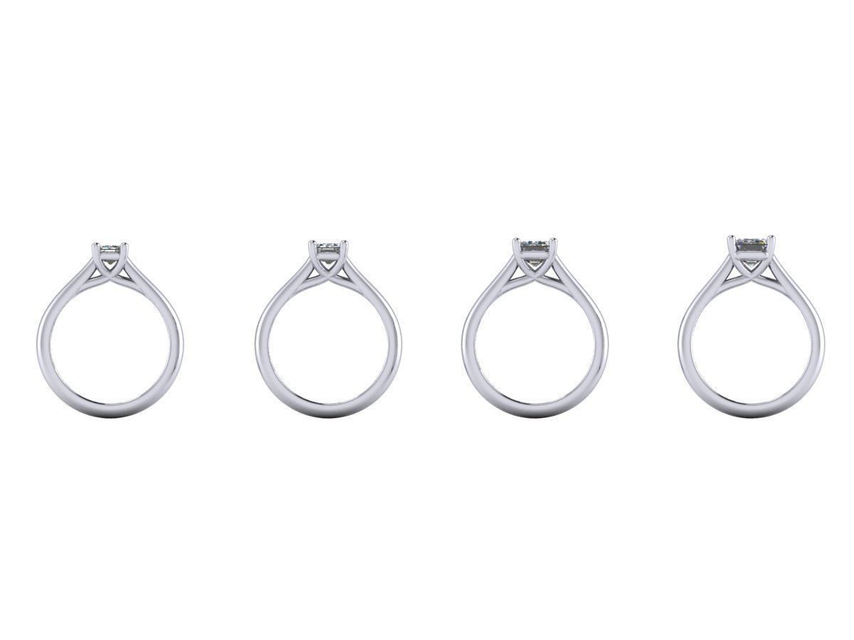 Emerald Cut Solitaire Engagement Rings With Matching Band 3D print model_12