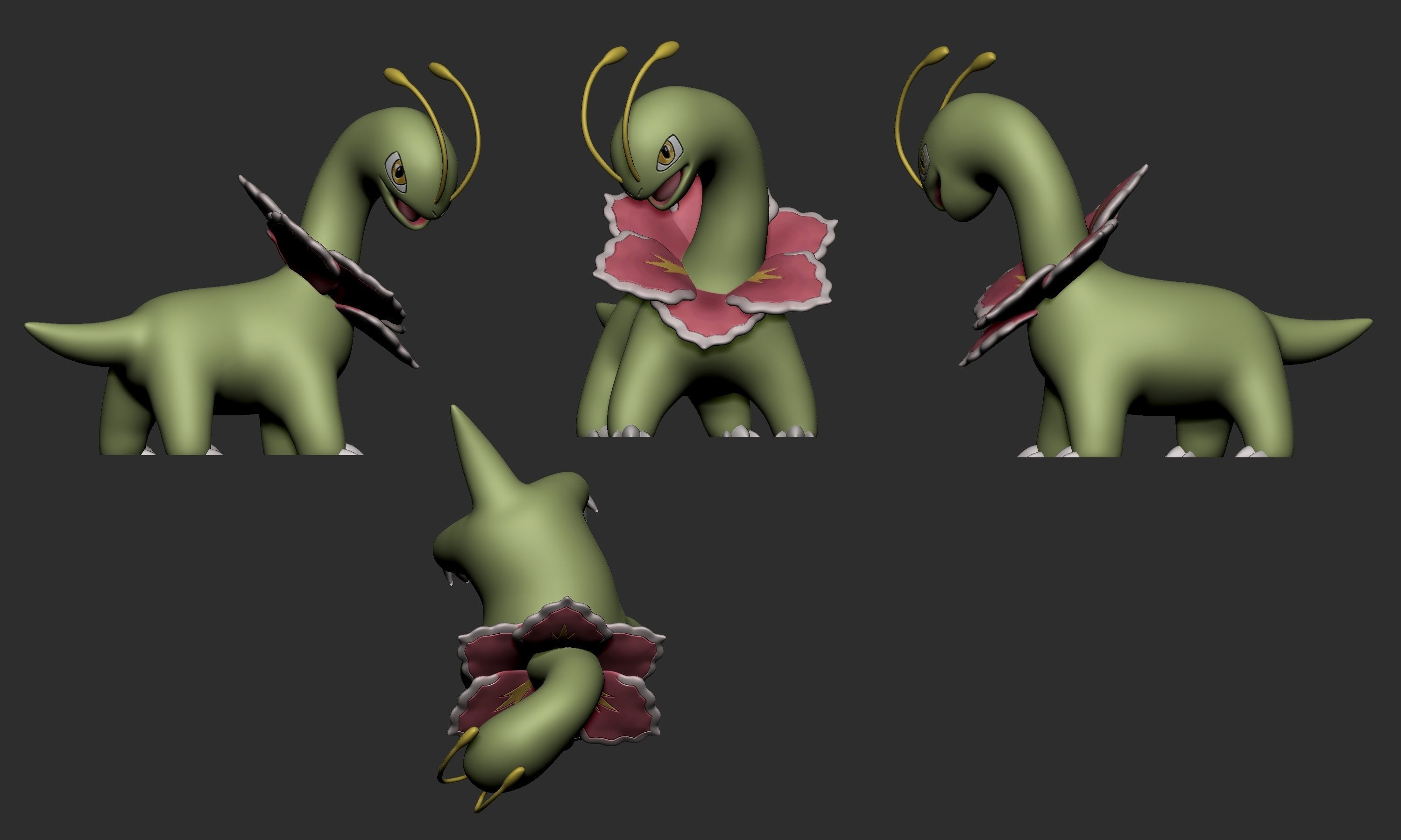 Pokemon - Meganium with 2 poses 3D model 3D printable | CGTrader