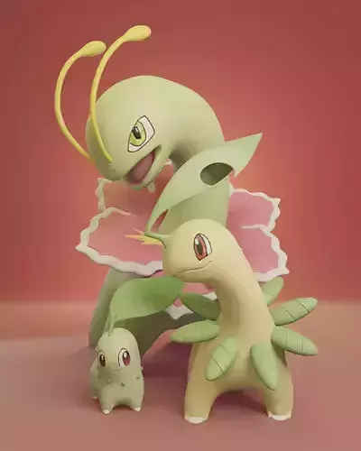 Pokemon - Chikorita Bayleef and Meganium