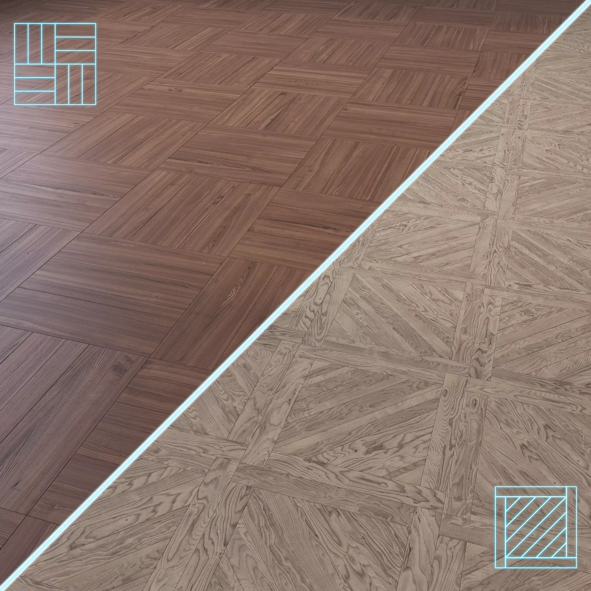 Parquet - Laminate - Wooden floor 2 in 1 Low-poly 3D model_0