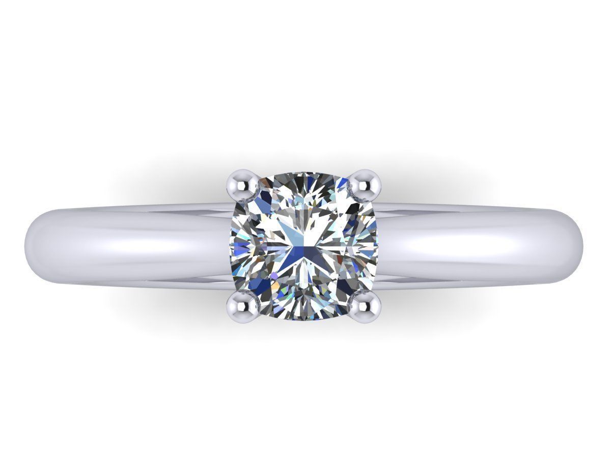 Cushion Cut Solitaire Engagement Rings With Matching Band 3D print model_2