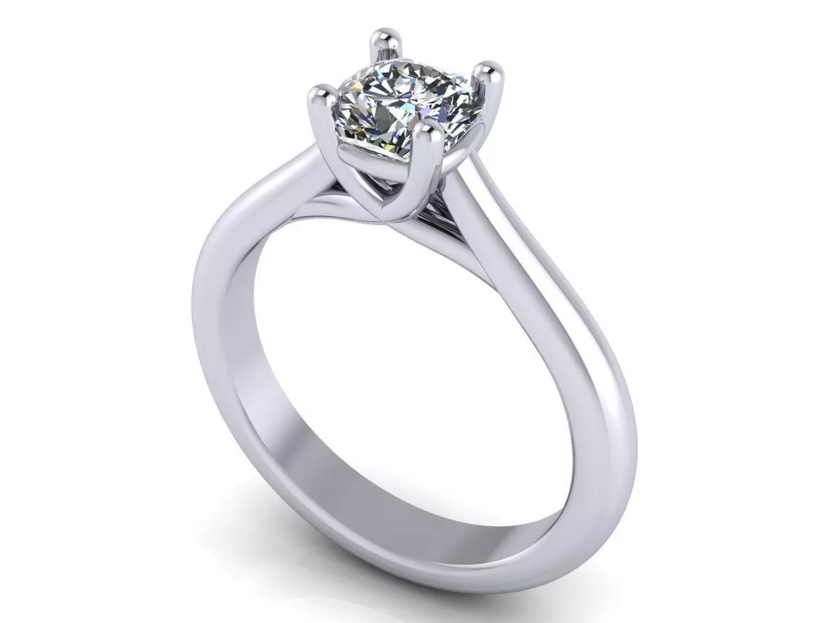 Cushion Cut Solitaire Engagement Rings With Matching Band 3D print model_0