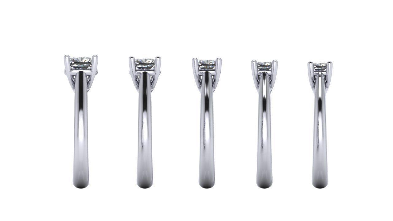 Cushion Cut Solitaire Engagement Rings With Matching Band 3D print model_10