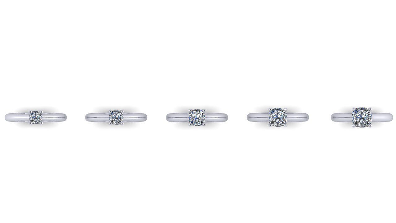 Cushion Cut Solitaire Engagement Rings With Matching Band 3D print model_6