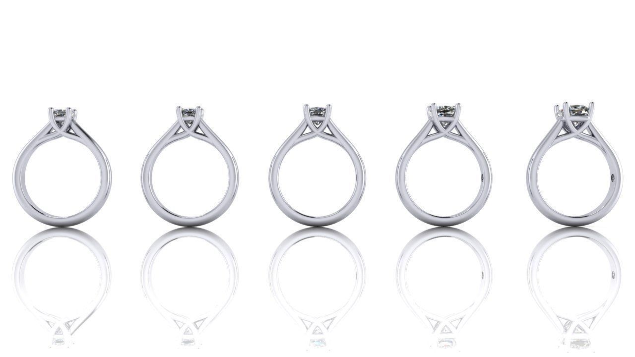 Cushion Cut Solitaire Engagement Rings With Matching Band 3D print model_9