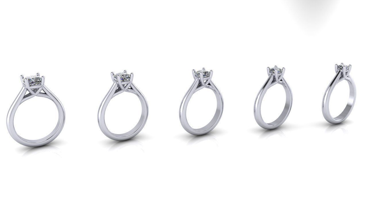 Cushion Cut Solitaire Engagement Rings With Matching Band 3D print model_12