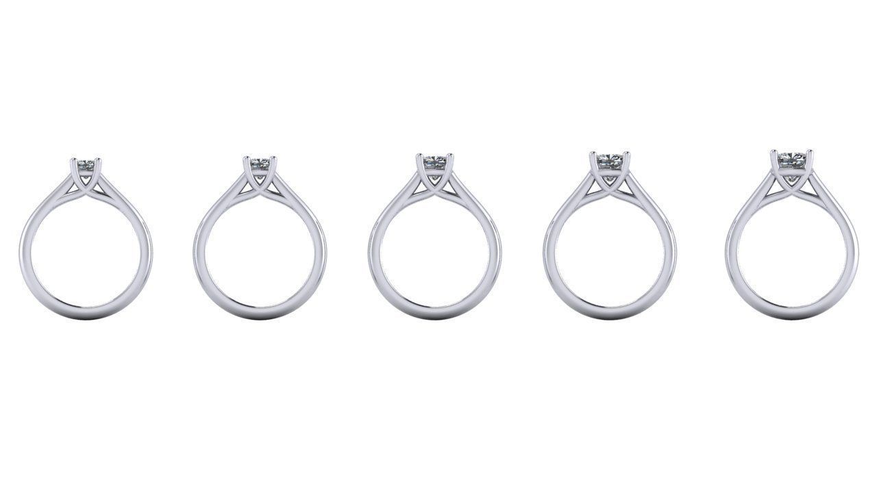 Cushion Cut Solitaire Engagement Rings With Matching Band 3D print model_7