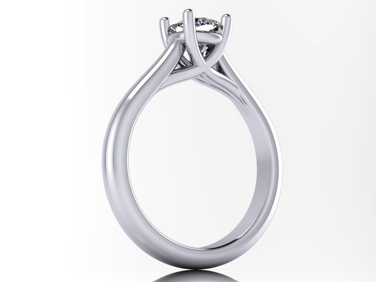 Cushion Cut Solitaire Engagement Rings With Matching Band 3D print model_1