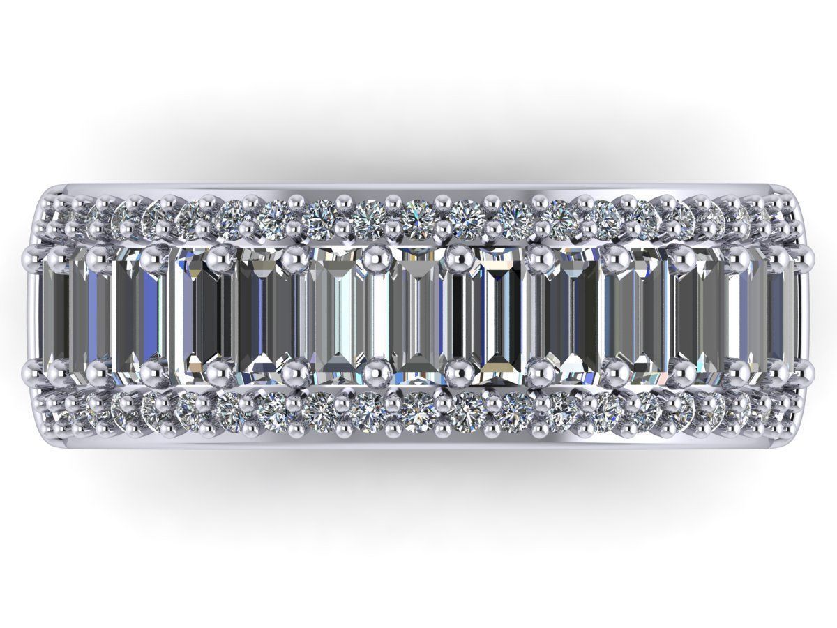 Baguette Row Wide Engagement Ring  3D print model_2
