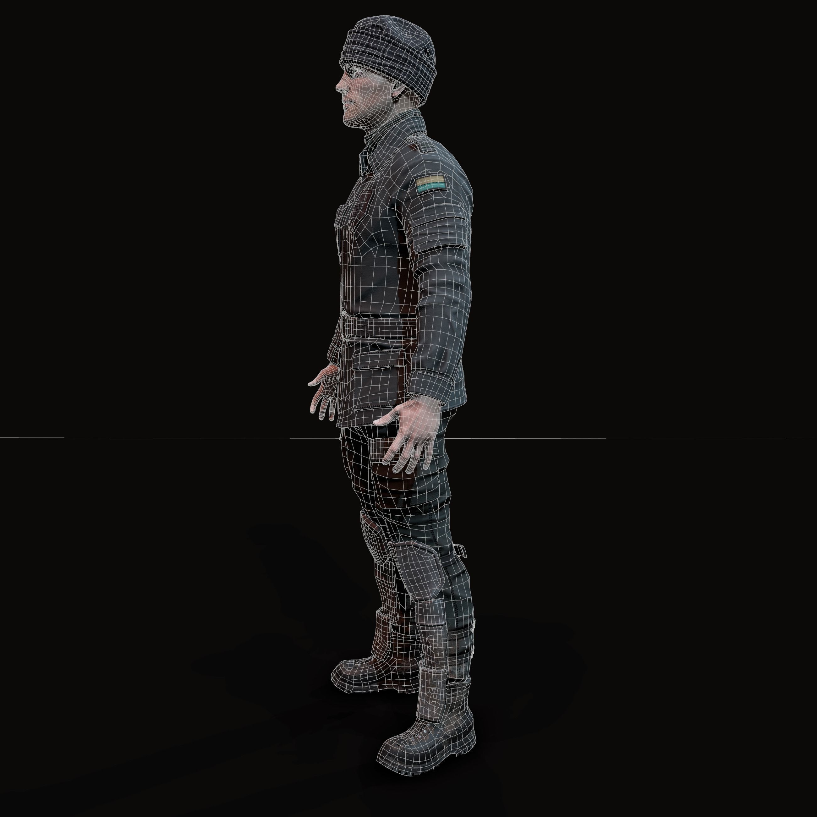 Wasteland male Low-poly 3D model_26