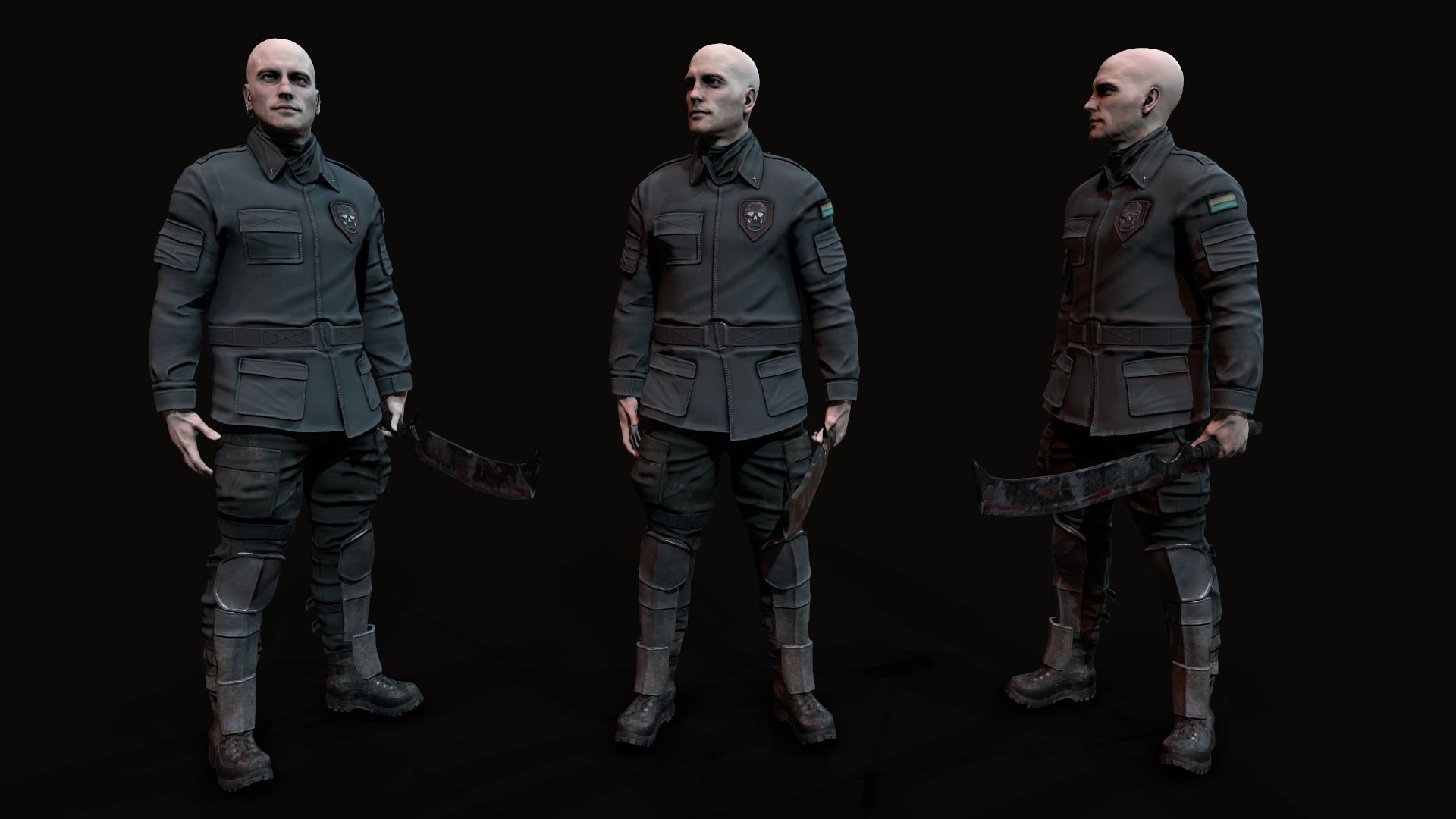 Wasteland male Low-poly 3D model_1