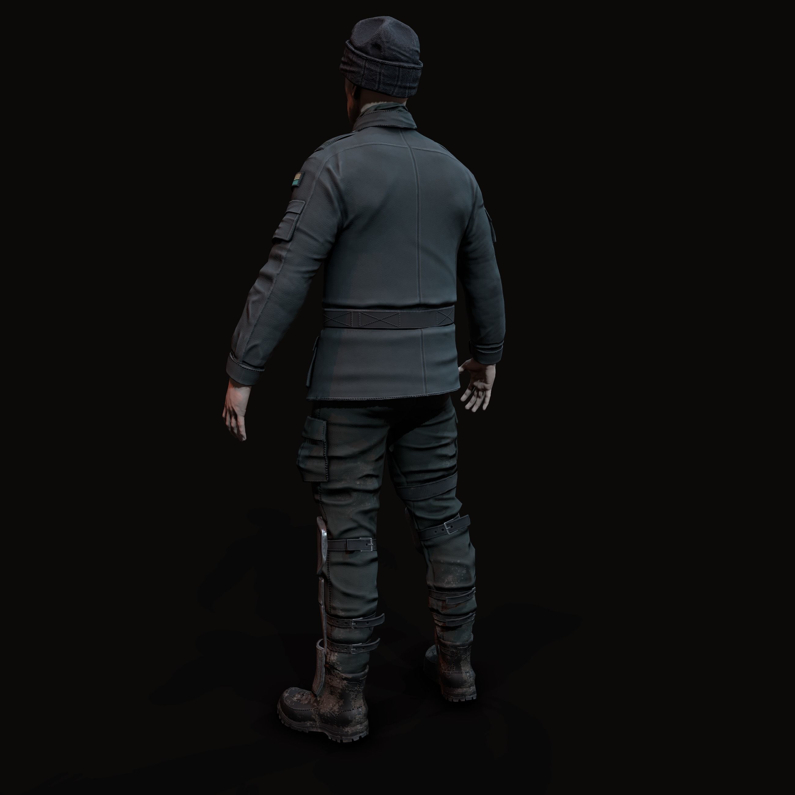 Wasteland male Low-poly 3D model_20