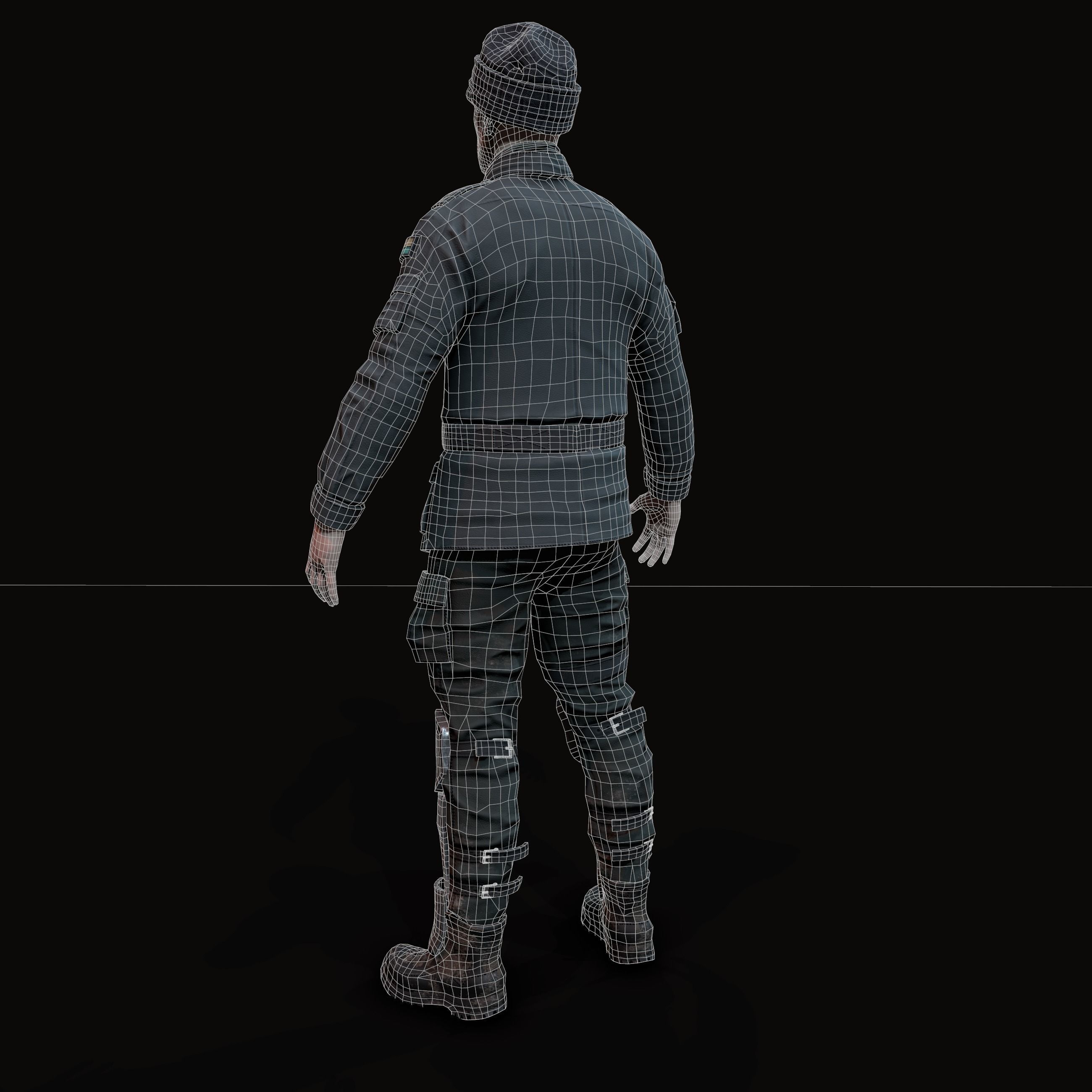 Wasteland male Low-poly 3D model_25