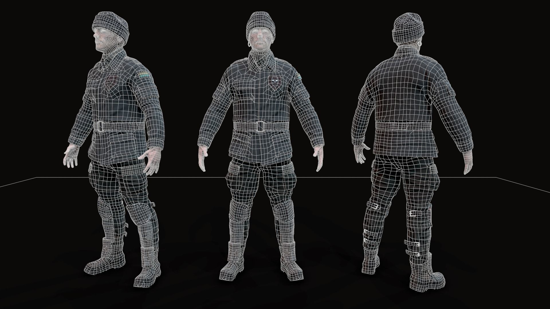 Wasteland male Low-poly 3D model_11