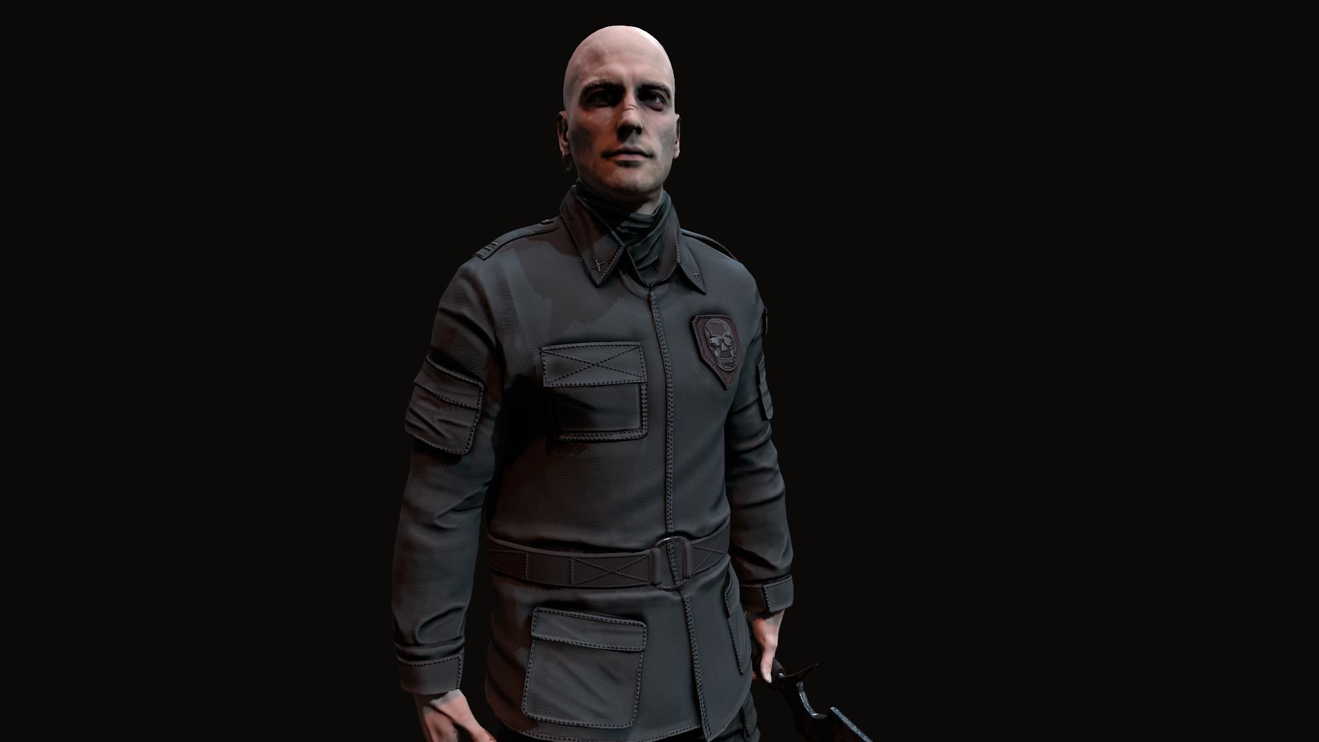 Wasteland male Low-poly 3D model_3
