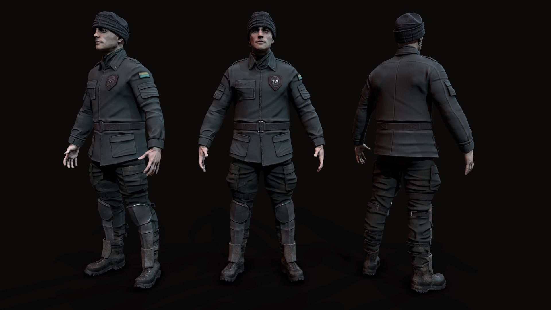 Wasteland male Low-poly 3D model_10