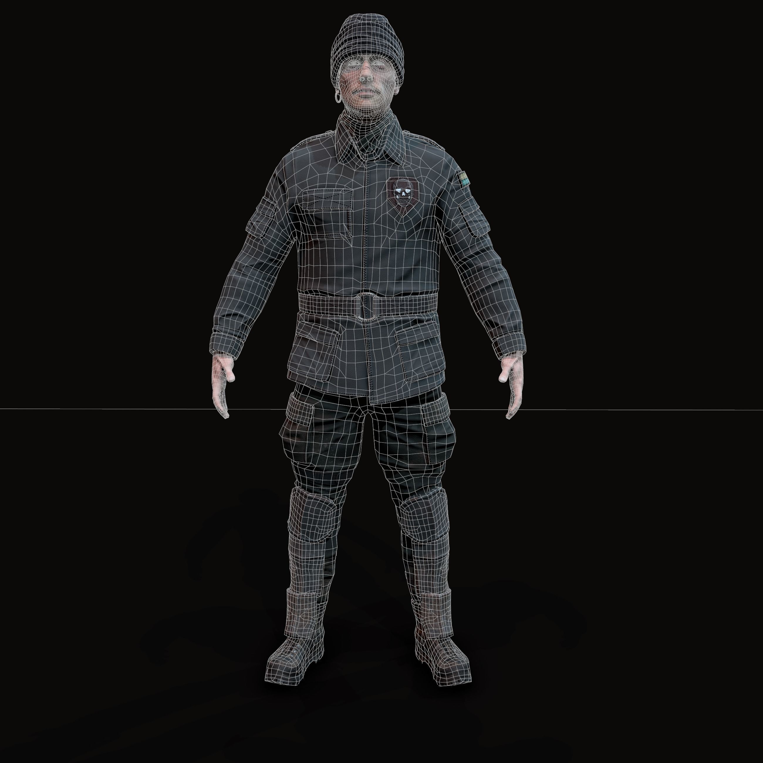 Wasteland male Low-poly 3D model_22
