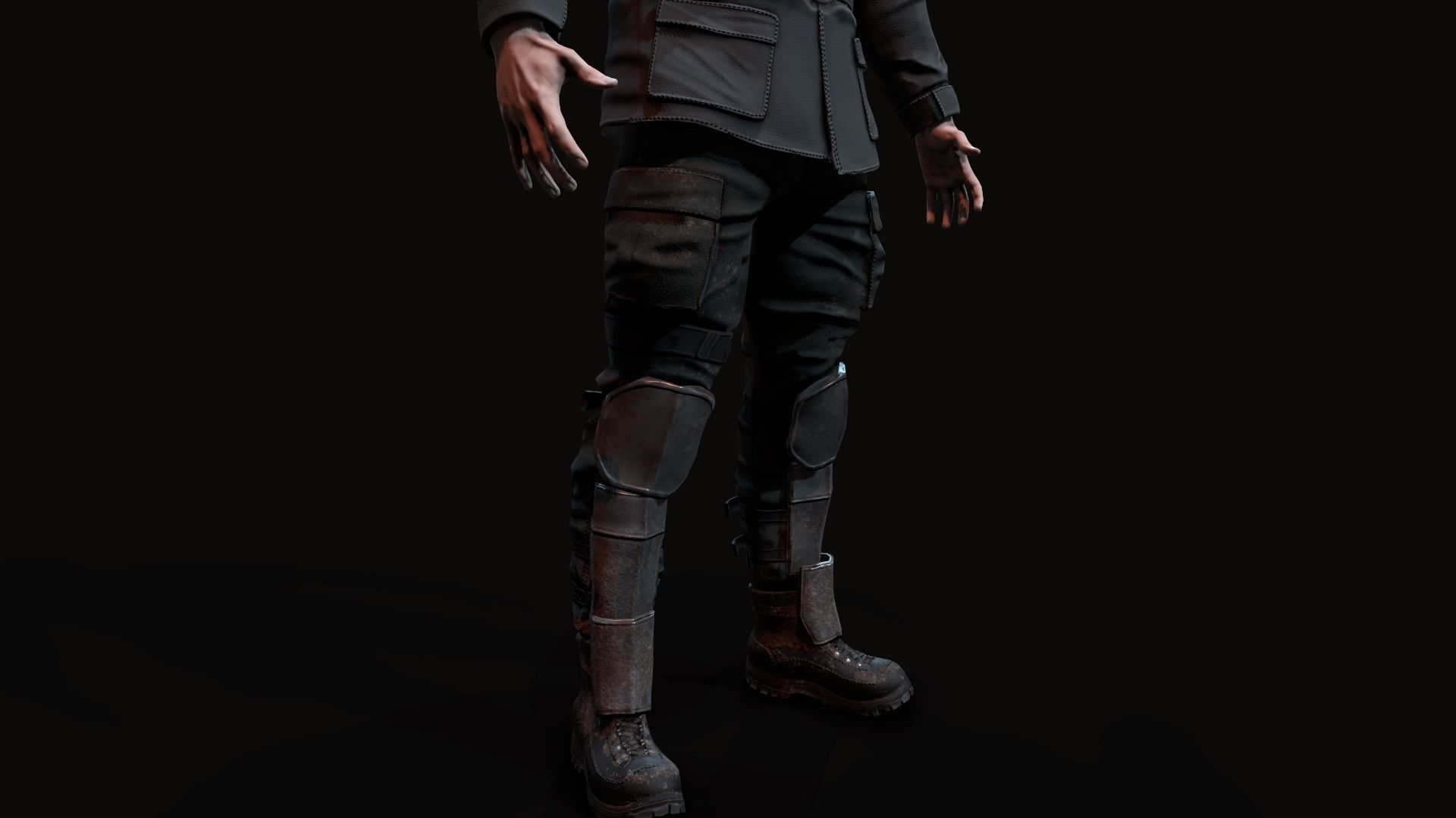 Wasteland male Low-poly 3D model_16