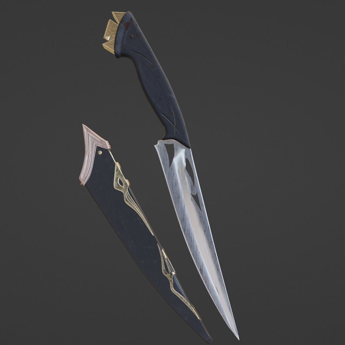 Carved Dagger 3D model_5