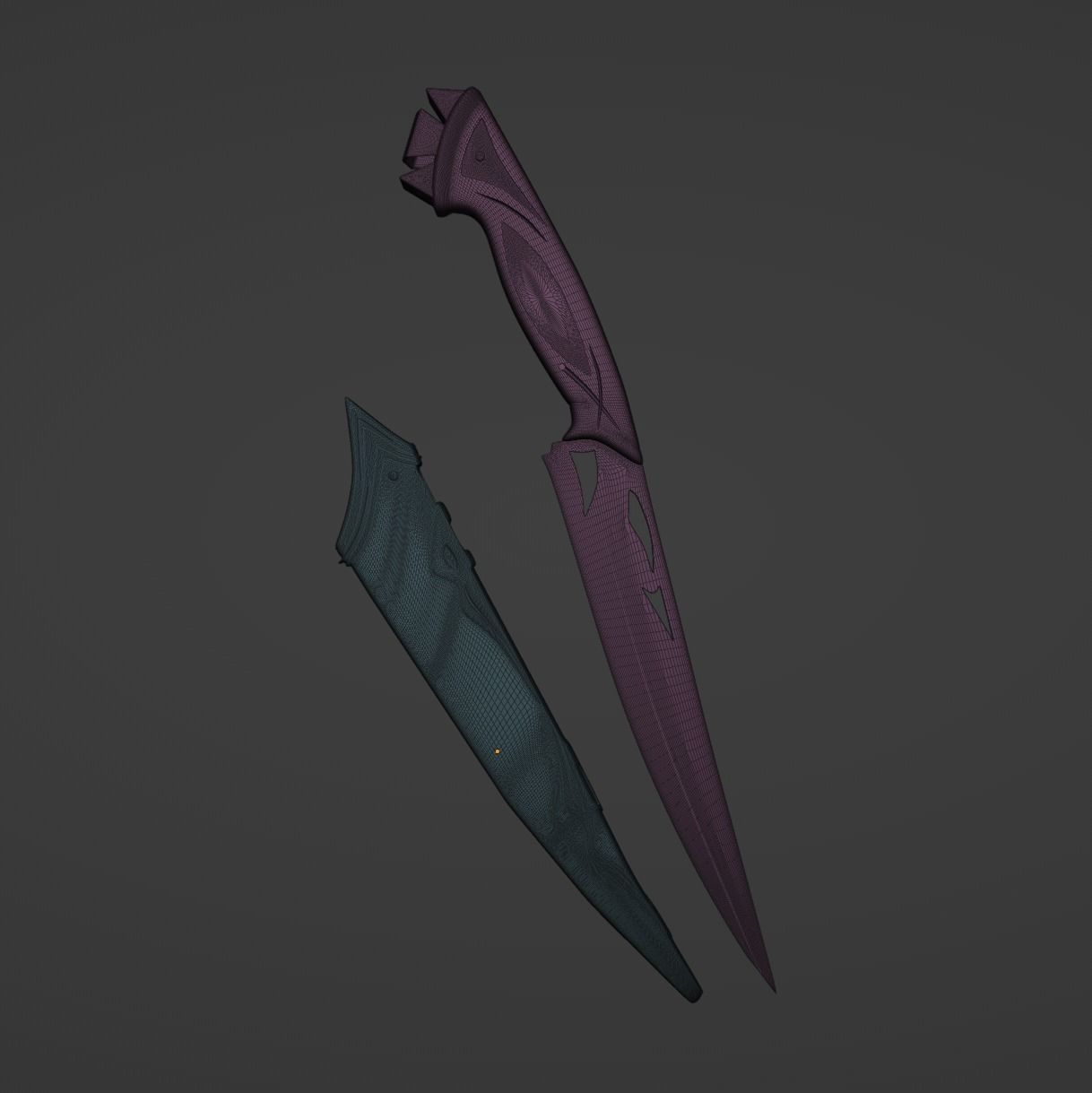 Carved Dagger 3D model_2