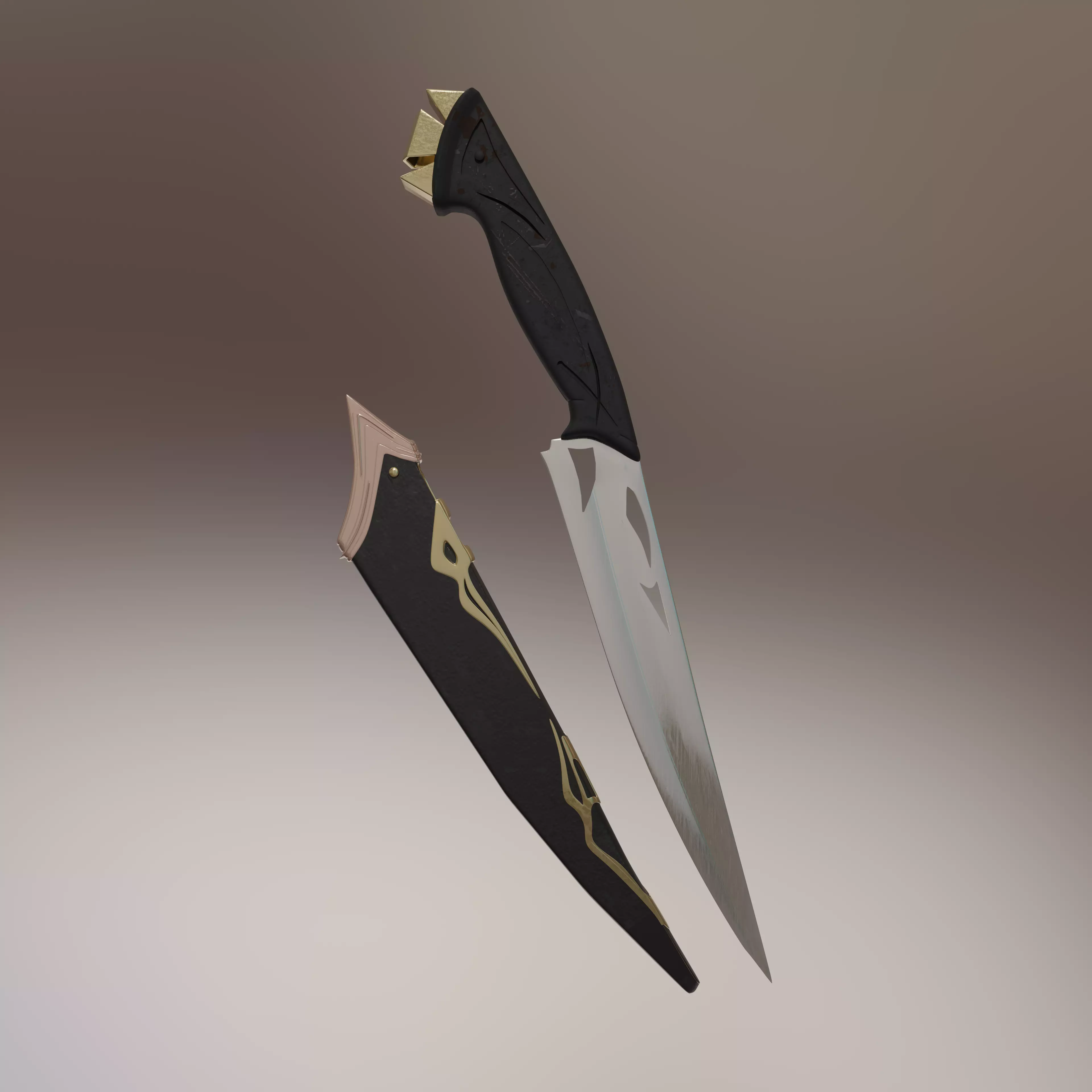 Carved Dagger 3D model_0