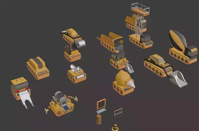 Low poly construction tools