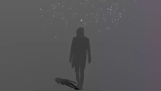 Feather Fall 300 feathers Low-poly 3D model