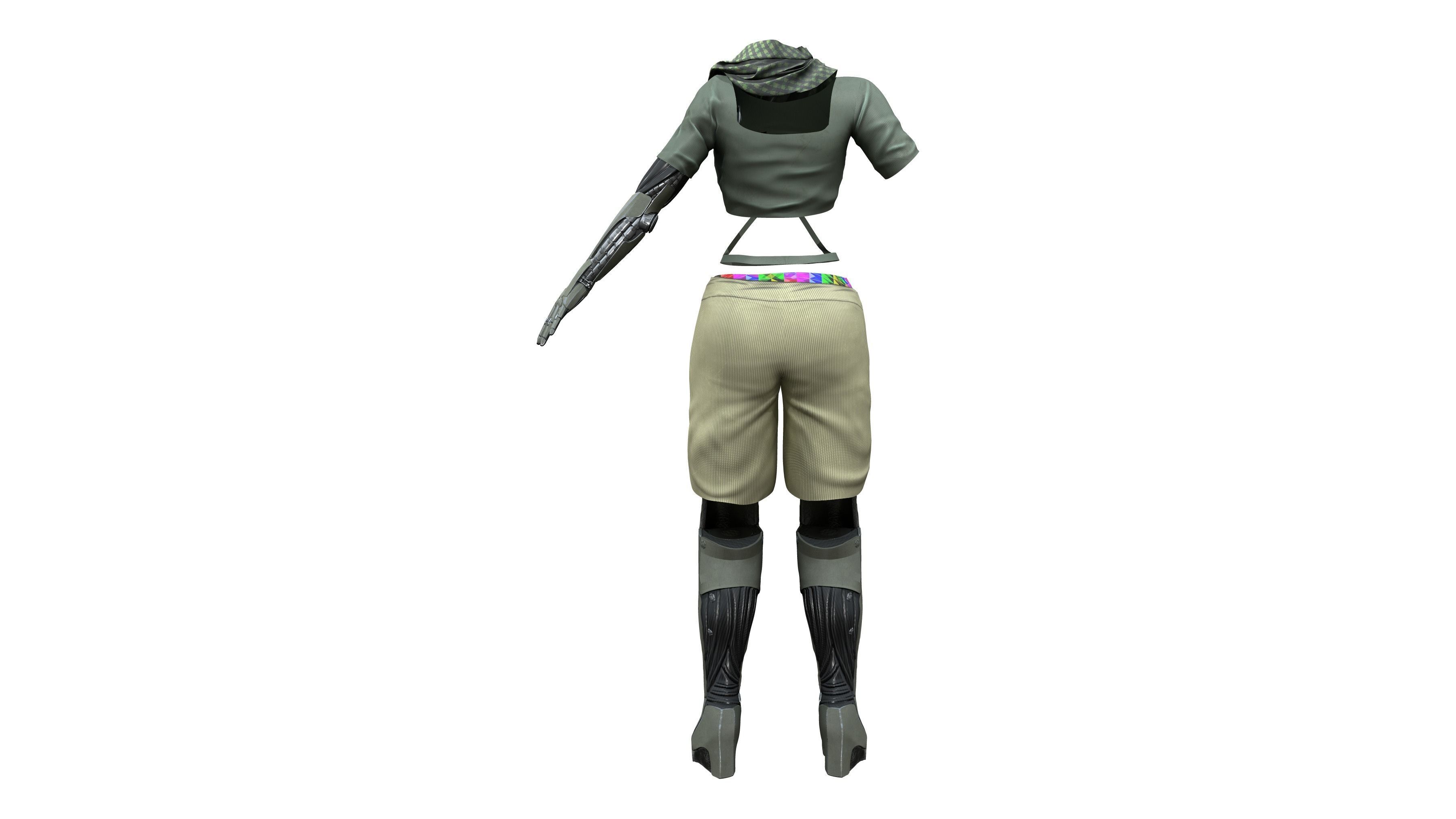 Bionic Outfit Low-poly 3D model_9