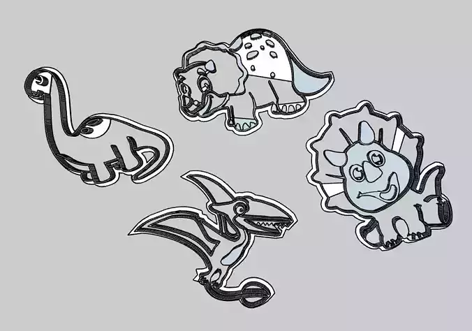 STL 4 different dinosaur cookie cutters