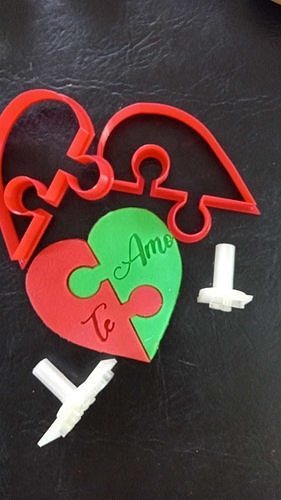 STL puzzle heat and te amo stamp 3D print model