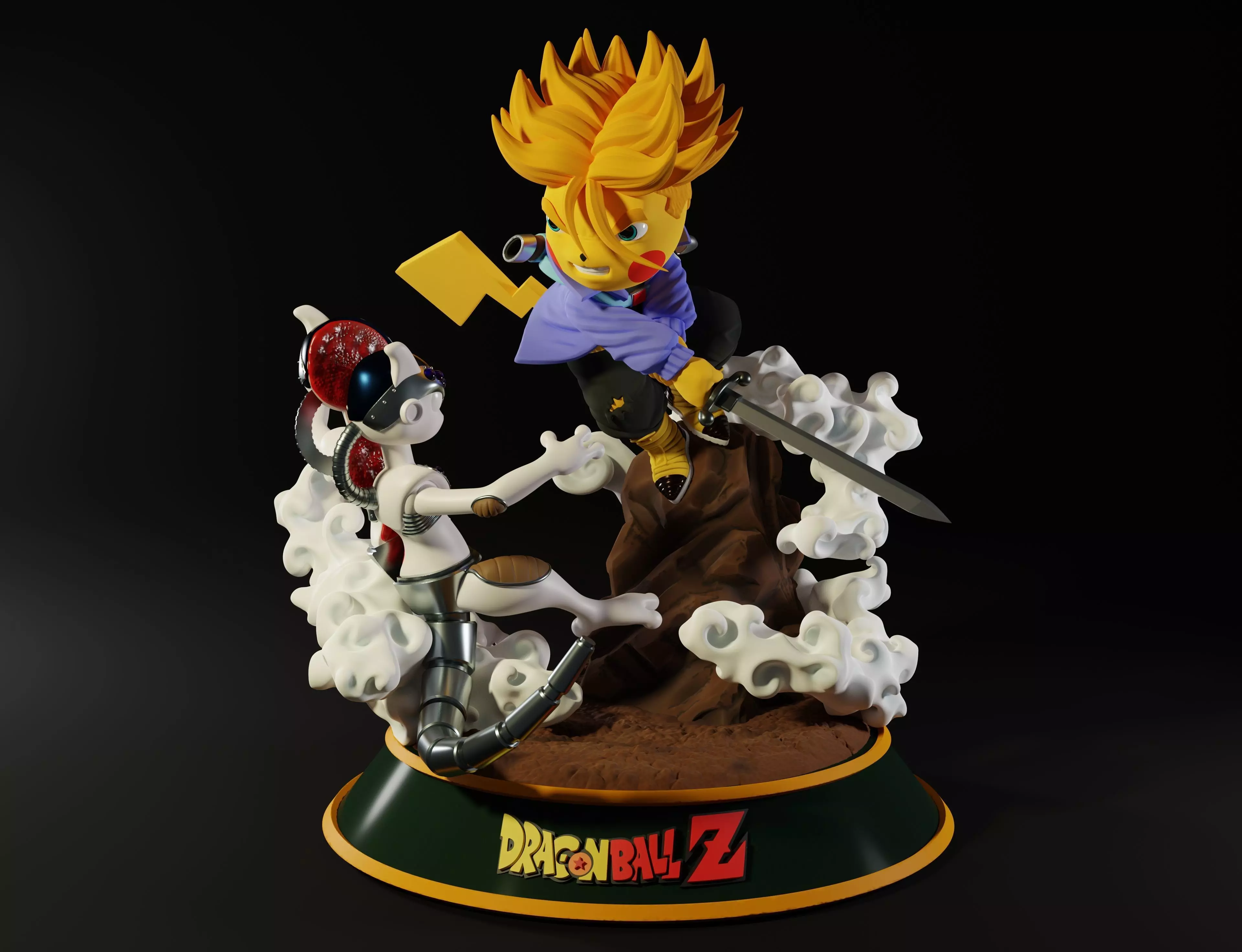 Pikachu cosplay Trunks VS Freeza 3D print model_0