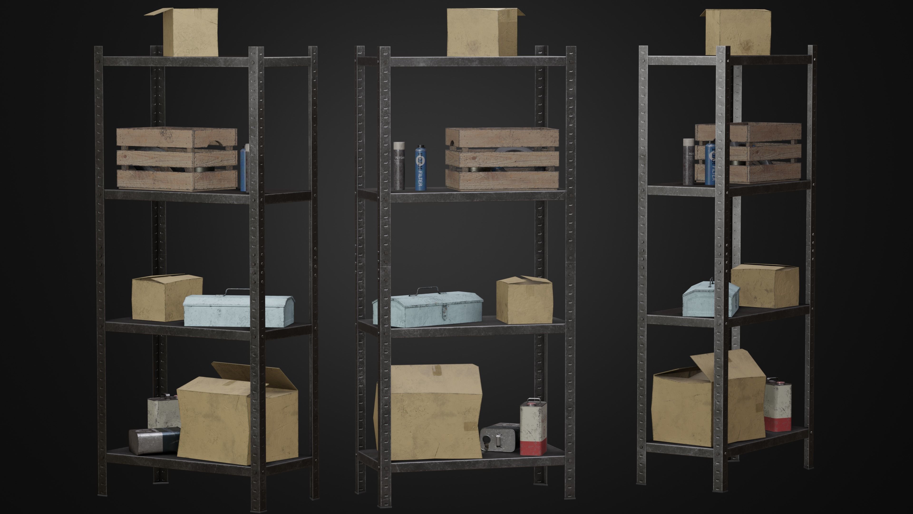 Metal Rack Set Low-poly 3D model_2