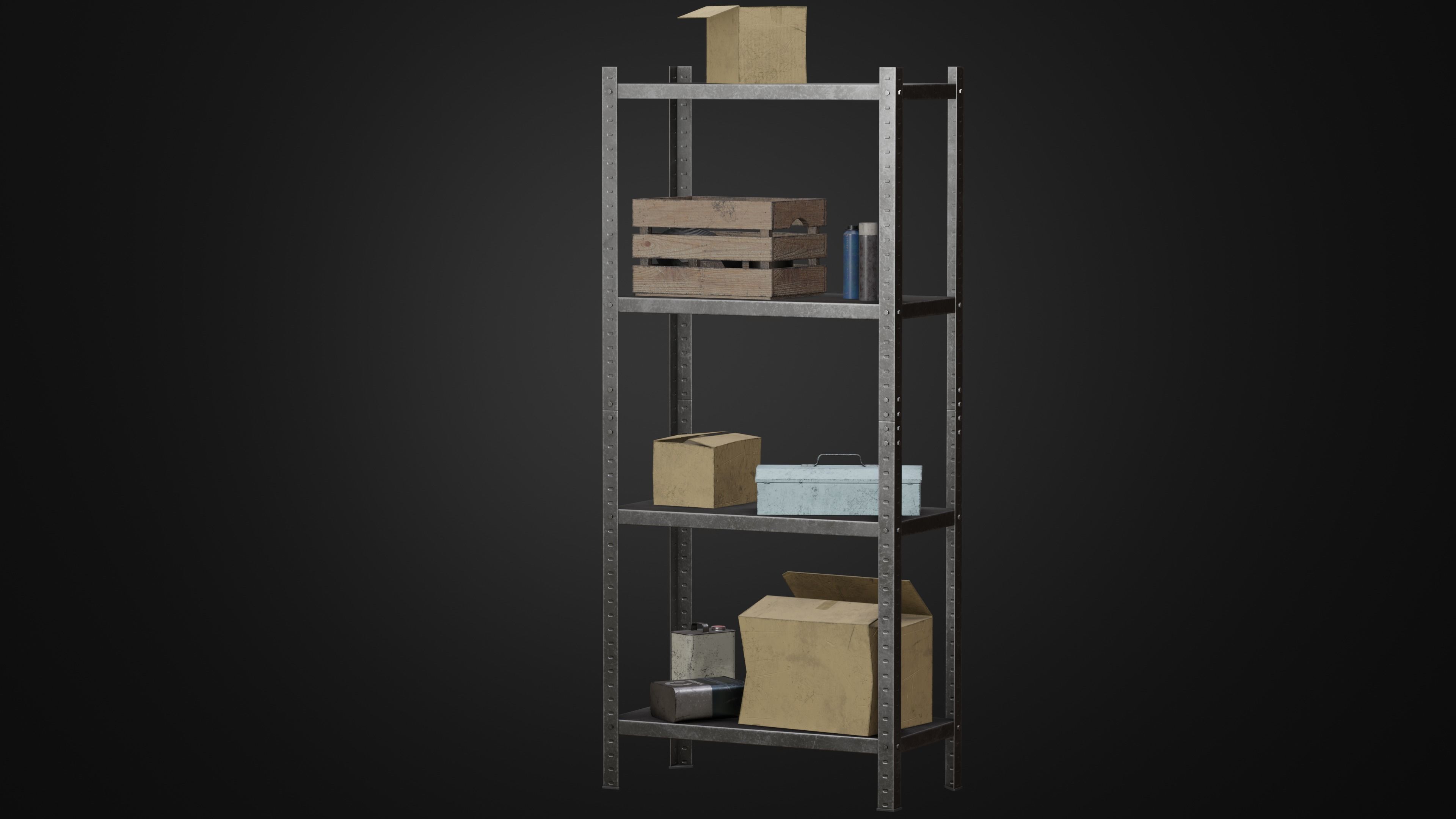 Metal Rack Set Low-poly 3D model_1