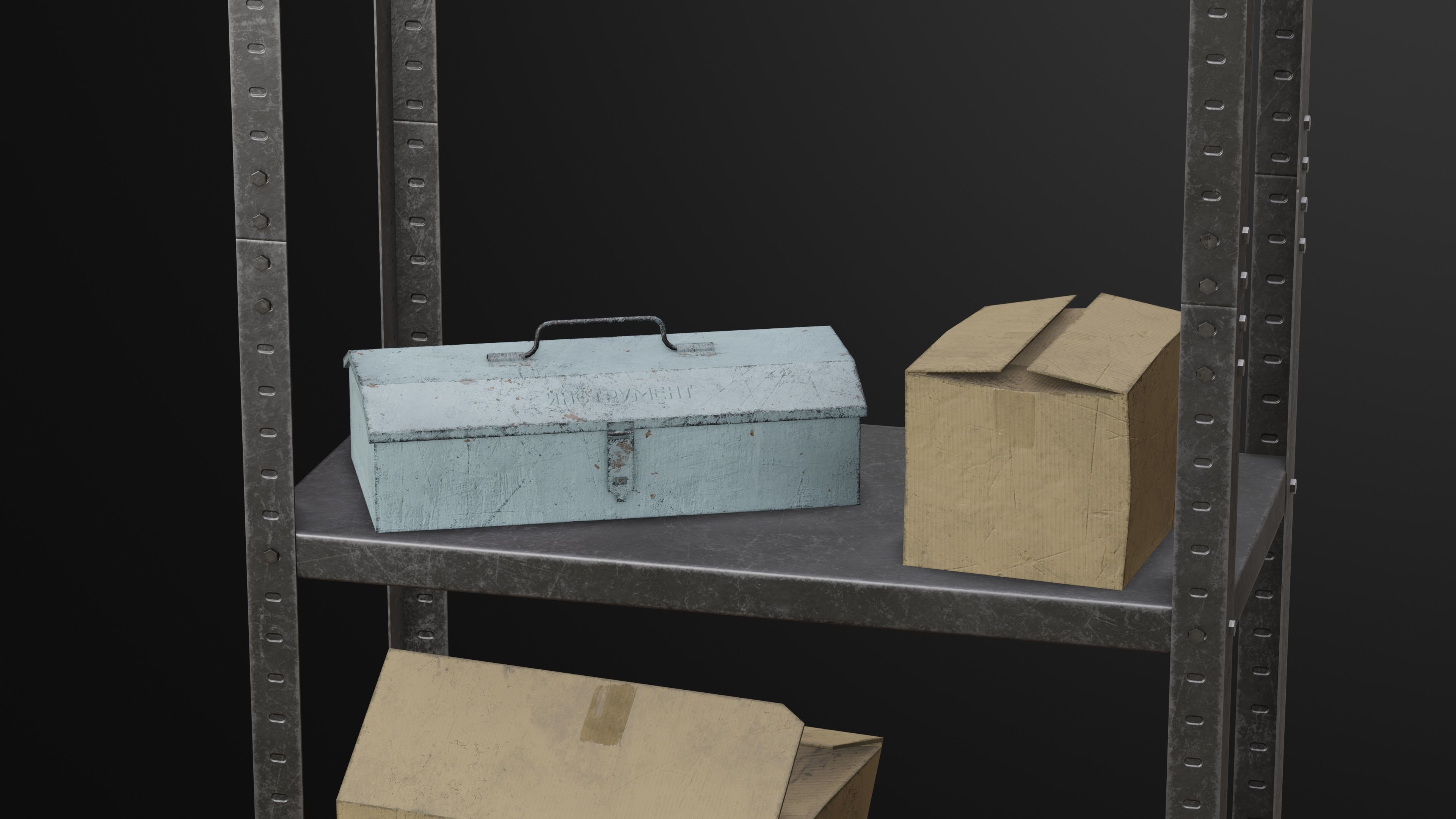 Metal Rack Set Low-poly 3D model_4