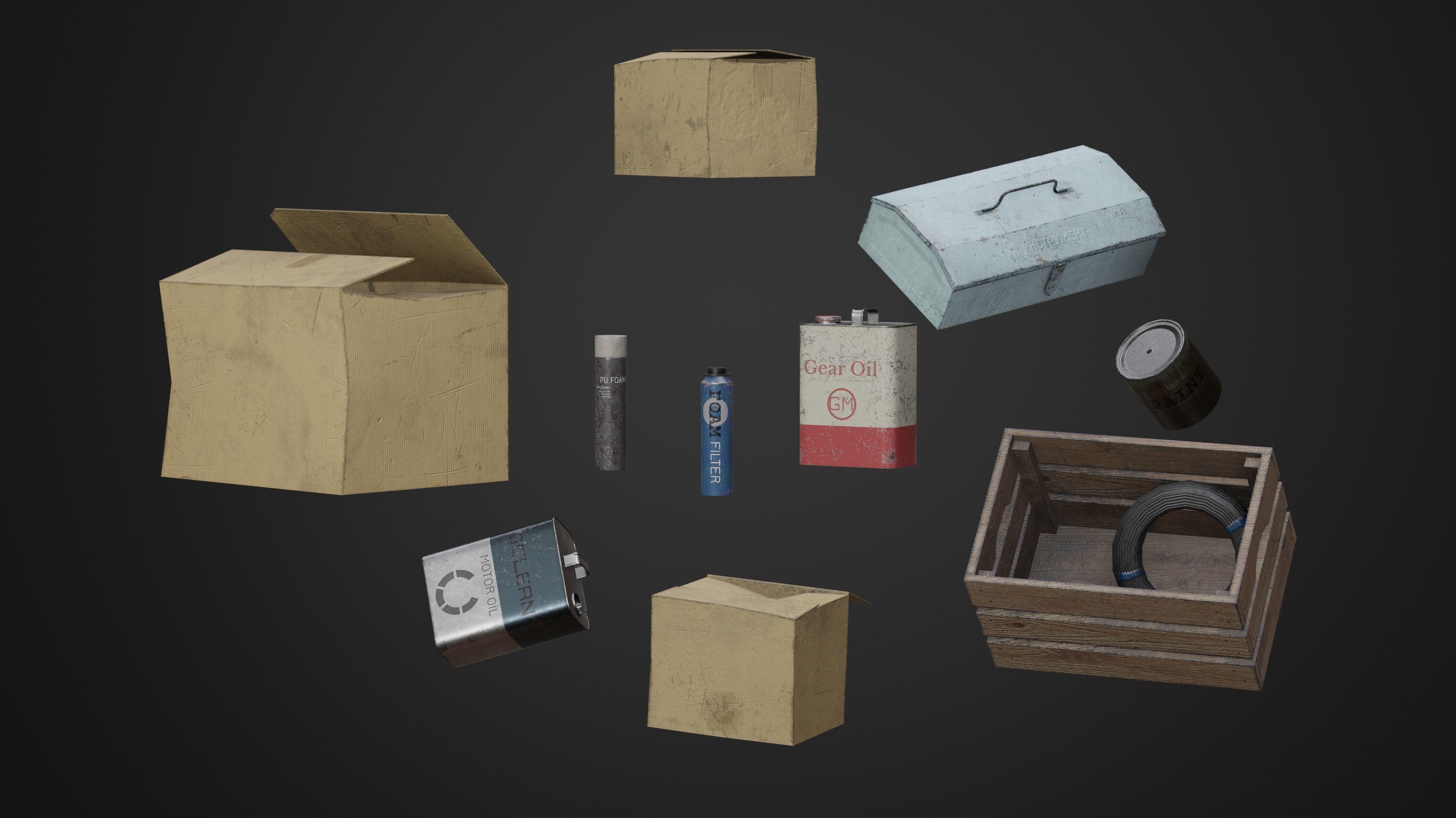 Metal Rack Set Low-poly 3D model_7