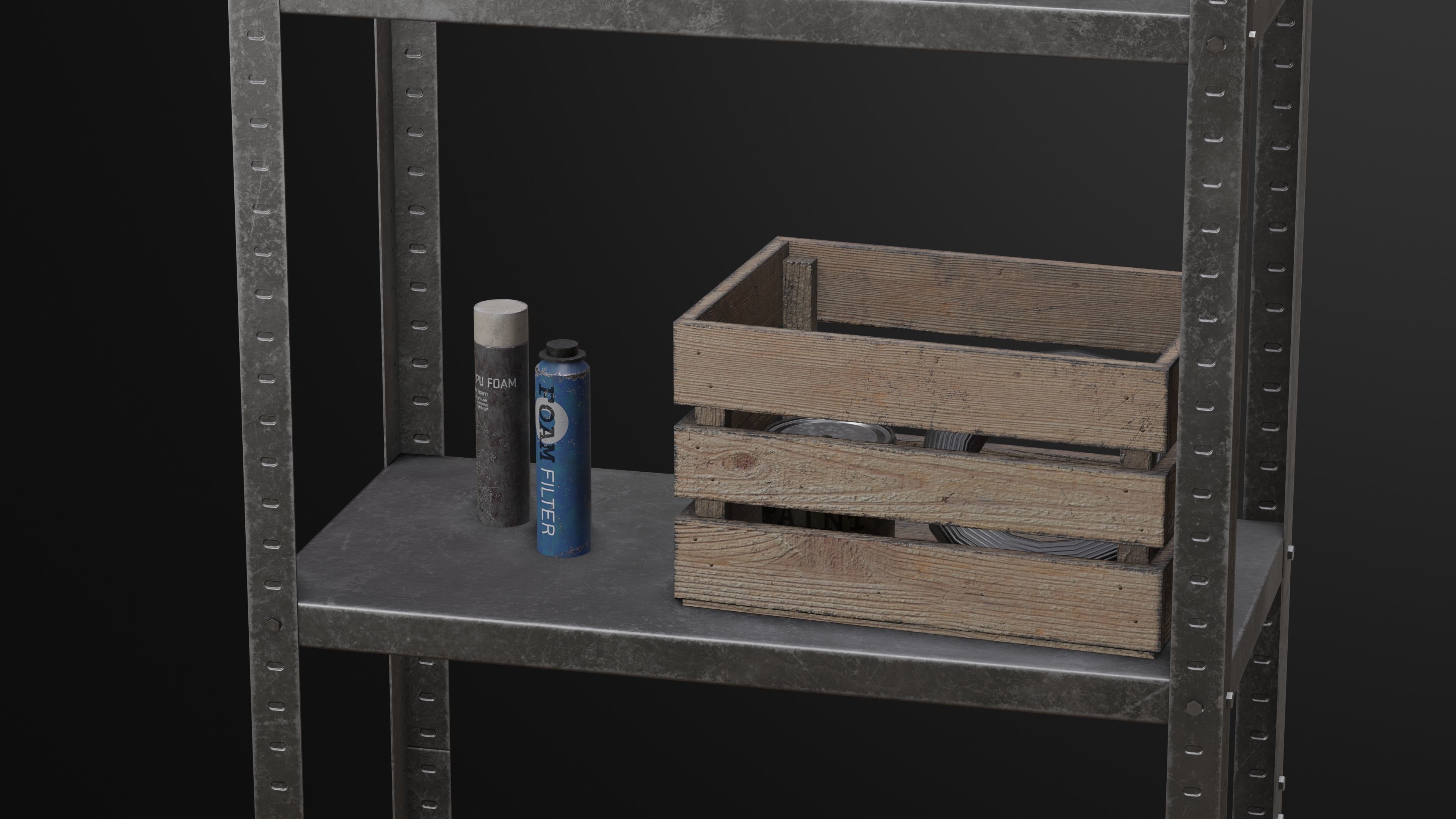 Metal Rack Set Low-poly 3D model_5